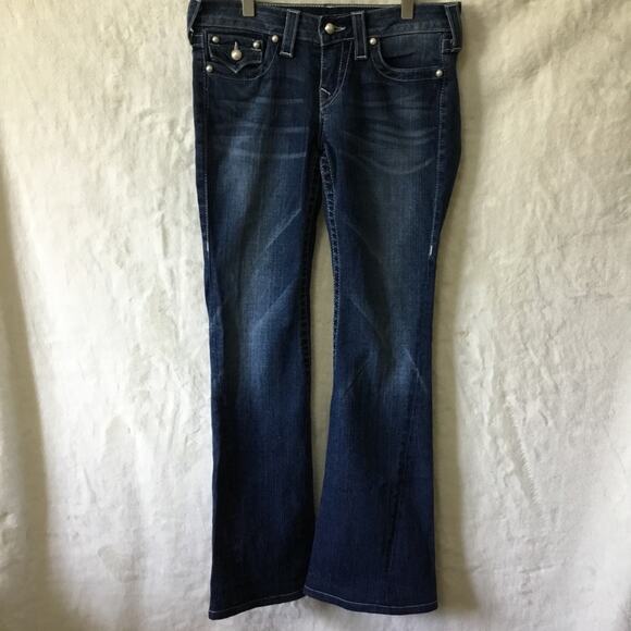 True Religion Blue Pearl Button Wide-Leg Jeans - Picture 2 of 16